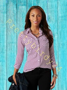 Y2K AEO Purple Chevron Blouse